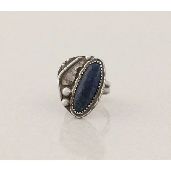 Sterling Silver Lapis Lazuli Ring Size 6 1/2 - Picture 6 of 8